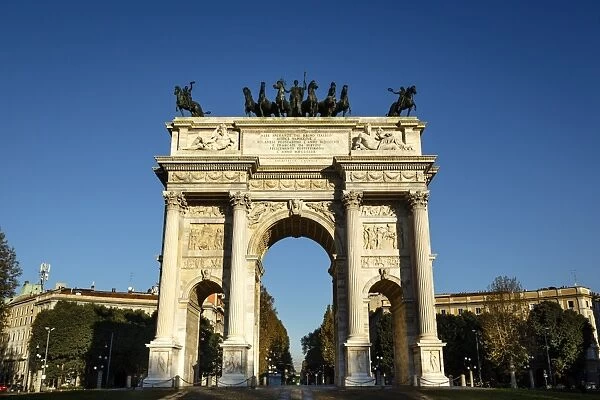 The Arch of Peace (Arco della Pace), at Sempione Park, Milan, Lombardy, Italy, Europe