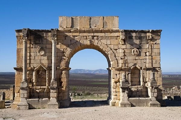 Arch in the Roman city of Volubilis, Morocco, North Africa, Africa