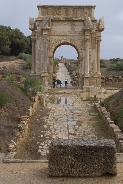 Arch of Septimius Severus, Roman ruins, Leptis Magna, UNESCO World Heritage Site