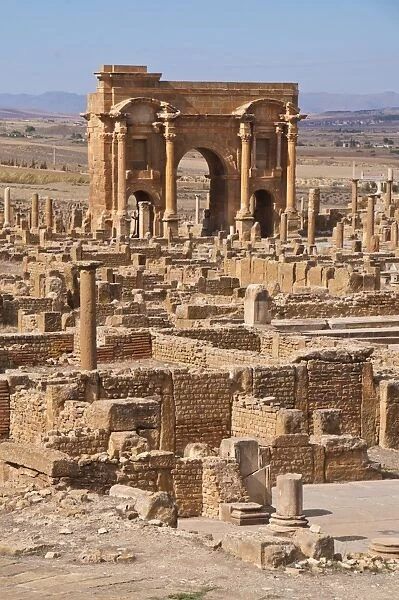 The Arch of Trajan at the Roman ruins, Timgad, UNESCO World Heritage Site