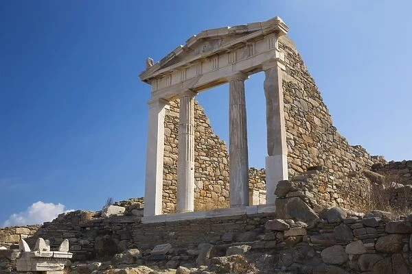 Archaeological remains of the Temple of Isis, Delos, UNESCO World Heritage Site, Cyclades Islands