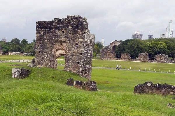 Archaeological site ruins of Panama Viejo, UNESCO World Heritage Site, Panama City