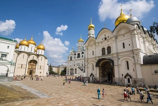 Archangel and Assumption Cathedral on Sabornaya Square, The Kremlin, UNESCO World Heritage Site, Moscow, Russia, Europe