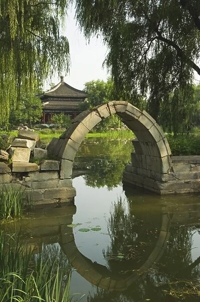 An arched bridge at Yuanmingyuan (Old Summer Palace), Beijing, China, Asia