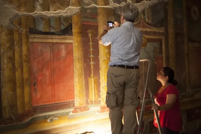 Framed Print : Archeologists and restorers studing the frescos at Poppea Villa (Villa Poppaea), Oplontis, UNESCO World Heritage Site, Campania, Italy, Europe Framed Print : Archeologists and restorers studing the frescos at Poppea Villa (Villa Poppaea), Oplontis, UNESCO World Heritage Site, Campania, Italy, Europe