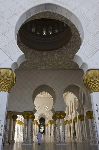 Arches and columns of the courtyard of the new Sheikh Zayed Bin Sultan Al Nahyan Mosque