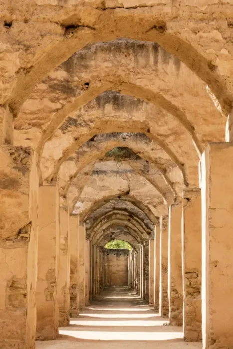 Framed Print : Arches inside Hri Souani, the Royal Stables of Moulay Ismail, Meknes, Morocco, North Africa Framed Print : Arches inside Hri Souani, the Royal Stables of Moulay Ismail, Meknes, Morocco, North Africa