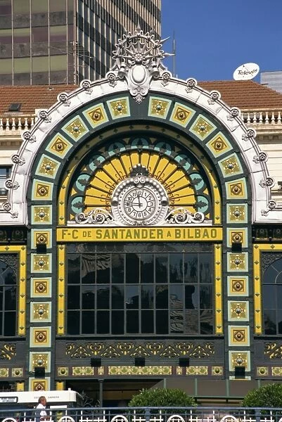Architectural detail of deco style above the entrance