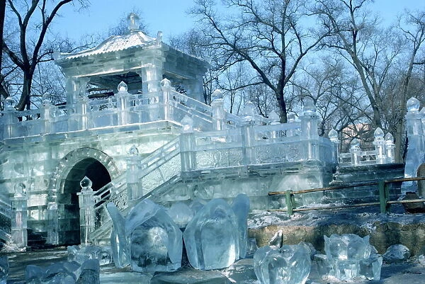 Architectural ice sculpture, Harbin, Heilangjiang Province, China, Asia
