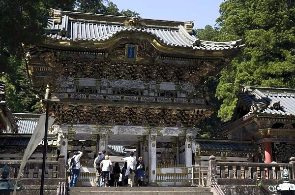 Architecturally ornate Yomeimon main entry gate at the Toshogu Shrine in Nikko