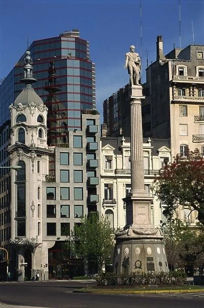 The architecture of Plaza Lavalle and statue, Buenos Aires, Argentina, South America