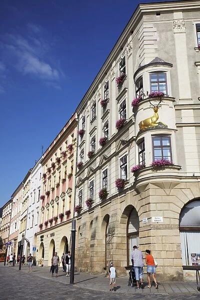 Architecture in Upper Square (Horni Namesti), Olomouc, Moravia, Czech Republic, Europe