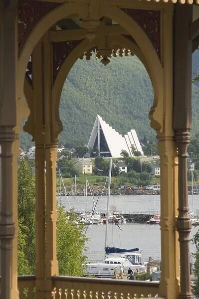 The Arctic Cathedral from the market place bandstand, Tromso, Norway, Scandinavia, Europe