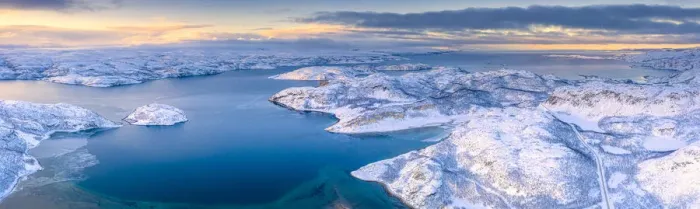 Framed Print : Arctic sunrise over the frozen sea and mountains covered with snow, Laksefjorden, Lebesby Framed Print : Arctic sunrise over the frozen sea and mountains covered with snow, Laksefjorden, Lebesby