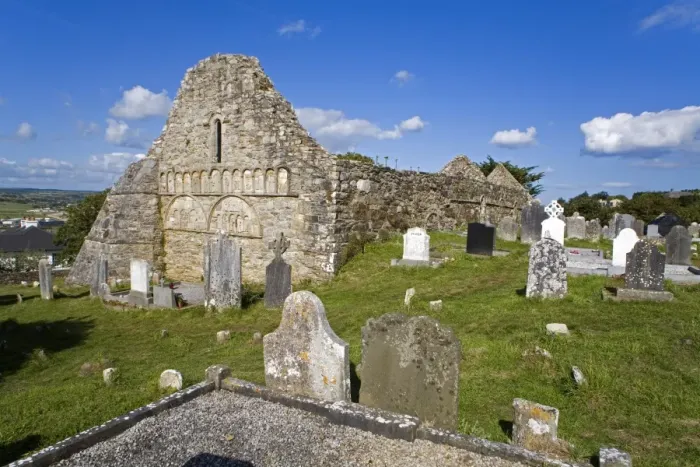 Framed Print : Ardmore church and graveyard
