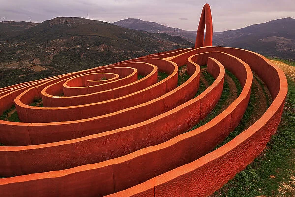 Ariadne's Labyrinth, art installation on top of a hill in the municipality of Castel del Lucio, Fiumara d'Arte, Nebrodi mountains, Messina province, Sicily, Italy, Mediterranean, Europe