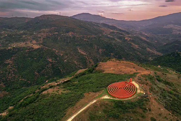 Framed Print : Ariadne's Labyrinth, art installation on top of a hill in the municipality of Castel del Lucio, aerial morning shot, Fiumara d'Arte, Nebrodi mountains, Messina province, Sicily, Italy, Mediterranean, Europe Framed Print : Ariadne's Labyrinth, art installation on top of a hill in the municipality of Castel del Lucio, aerial morning shot, Fiumara d'Arte, Nebrodi mountains, Messina province, Sicily, Italy, Mediterranean, Europe