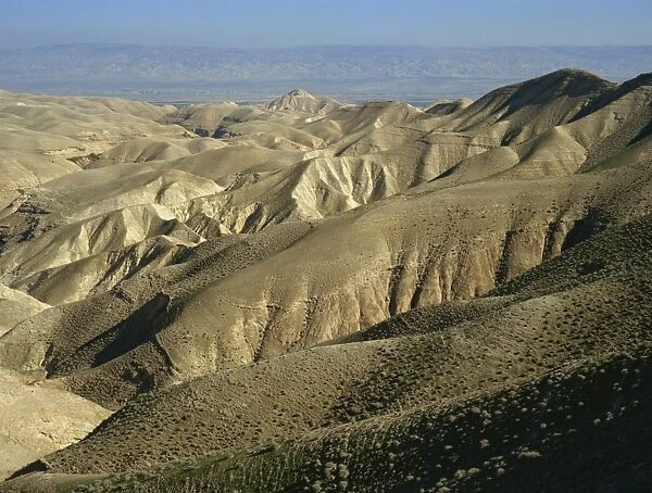 Arid hills at Wadi Qelt and the Valley of the River Jordan in the Judean Desert
