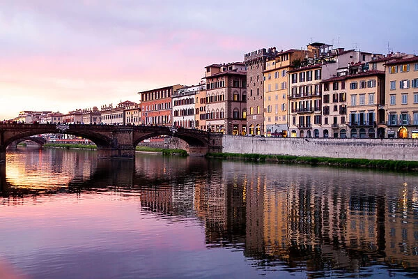 The Arno River, Florence, UNESCO World Heritage Site, Tuscany, Italy, Europe