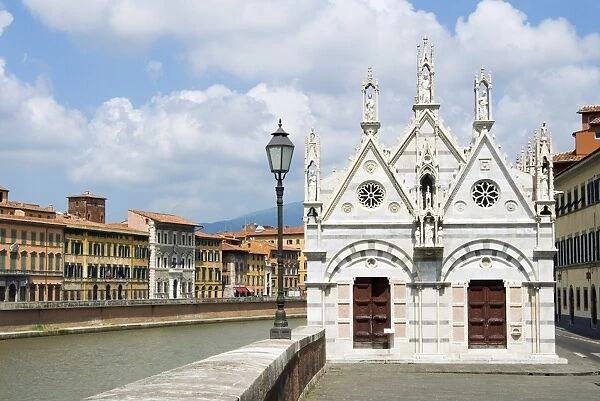Arno River and Santa Maria della Spina Church, Pisa, Tuscany, Italy, Europe