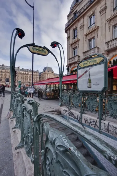 Framed Print : The art nouveau metro entrance at Saint Michel, Paris, France, Europe Framed Print : The art nouveau metro entrance at Saint Michel, Paris, France, Europe