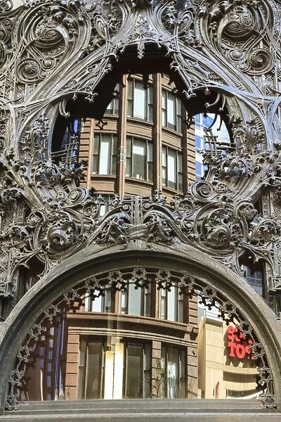 Art nouveau ornamentation on Carson Pirie Scott Building, Chicago, Illinois, United States of America, North America