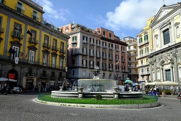 Artichoke fountain, Trieste and Trento square, Naples, Campania, Italy, Europe