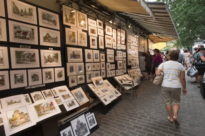 Framed Print : Artists displays along Rue du Tresor, Quebec City, Quebec, Canada, North America