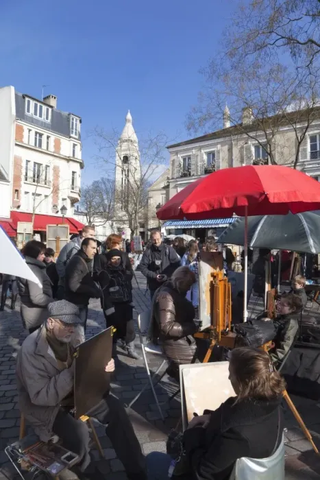 Framed Print : Artists and tourists in the Place du Tertre, Montmartre, Paris, France, Europe Framed Print : Artists and tourists in the Place du Tertre, Montmartre, Paris, France, Europe