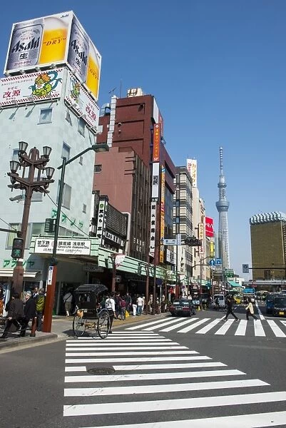Asakusa quarter with the TV Tower, Tokyo, Japan, Asia