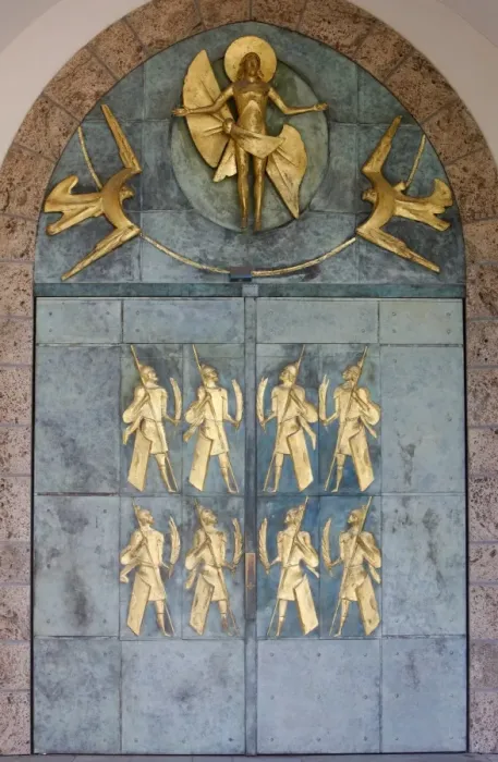 Framed Print : Ascension of Christ and the Theban soldiers by Philippe Kaeppelin on basilica door Framed Print : Ascension of Christ and the Theban soldiers by Philippe Kaeppelin on basilica door