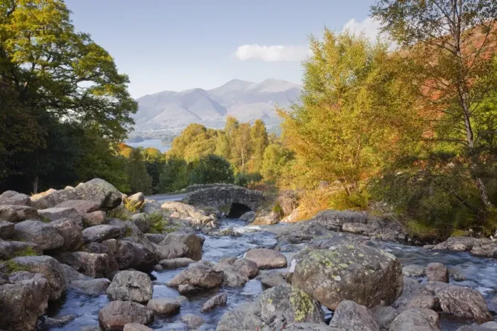 Framed Print : Ashness Bridge with the Skiddaw range near to Keswick, Lake District National Park, Cumbria, England, United Kingdom, Europe Framed Print : Ashness Bridge with the Skiddaw range near to Keswick, Lake District National Park, Cumbria, England, United Kingdom, Europe