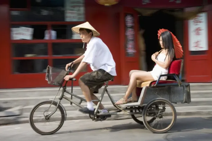 Framed Print : Asian woman (Chinese-Thai) in cycle rickshaw, Hutong District, Beijing, China, Asia Framed Print : Asian woman (Chinese-Thai) in cycle rickshaw, Hutong District, Beijing, China, Asia