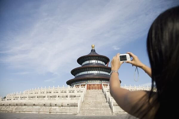 Asian woman at Temple of Heaven, UNESCO World Heritage Site, Beijing, China, Asia