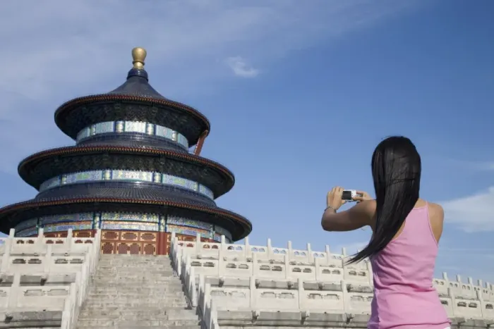 Framed Print : Asian woman at Temple of Heaven, UNESCO World Heritage Site, Beijing, China, Asia Framed Print : Asian woman at Temple of Heaven, UNESCO World Heritage Site, Beijing, China, Asia