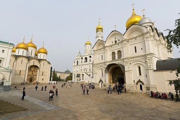 Assumption Cathedral, Ivan the Great Bell Tower, and Archangel Cathedral inside the Kremlin