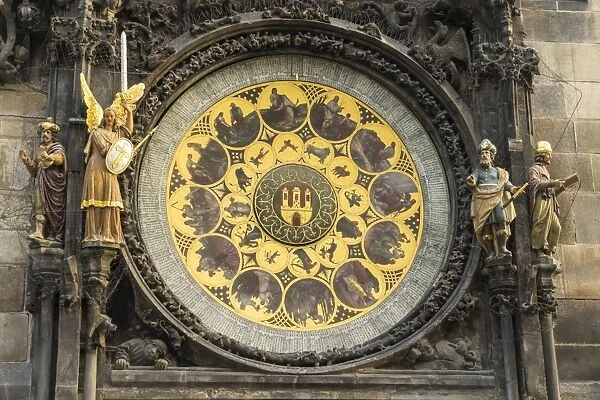 Detail of the Astronomical Clock, Old Town Hall, UNESCO World Heritage Site, Prague