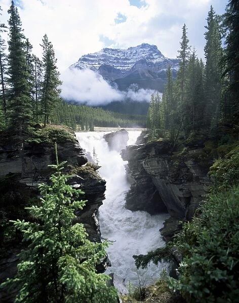 Athabasca Falls and Mount Kerkeslin, Jasper National Park, UNESCO World Heritage Site