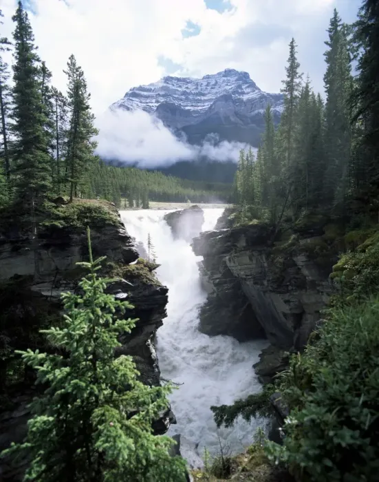 Framed Print : Athabasca Falls and Mount Kerkeslin, Jasper National Park, UNESCO World Heritage Site