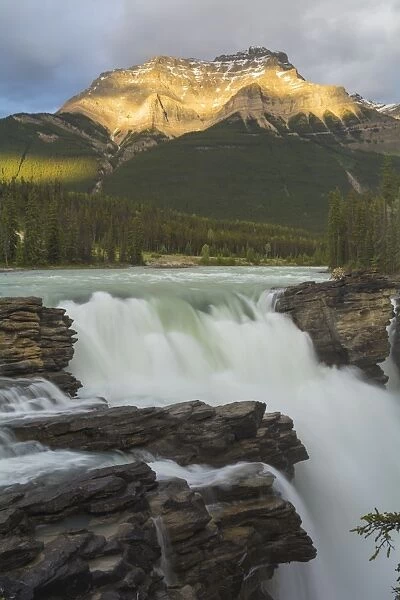 Athabasca Falls at sunset, Jasper National Park, UNESCO World Heritage Site, Alberta