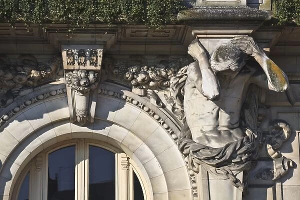 One of the four Atlantes on the hotel de ville (town hall), Tours, France, Europe