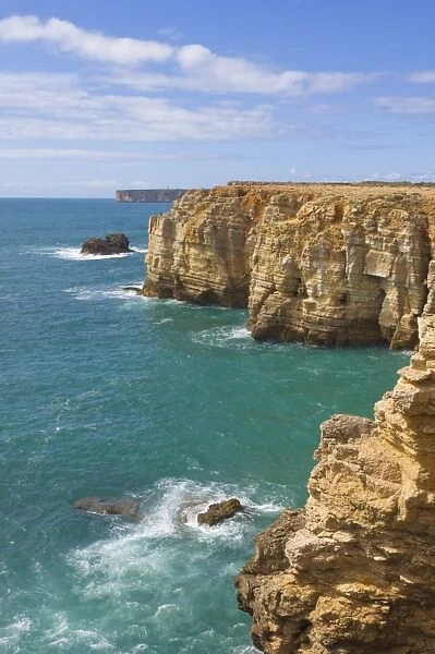 Atlantic ocean and cliffs on the Cape St. Vincent peninsula, Sagres, Algarve