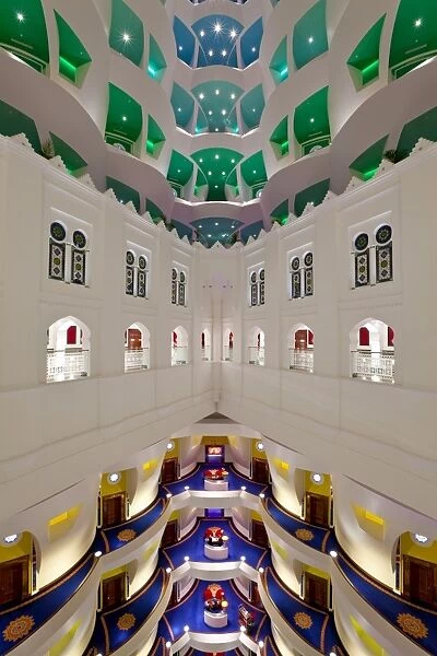 Atrium of the Burj Al Arab Hotel, Dubai, United Arab Emirates, Middle East