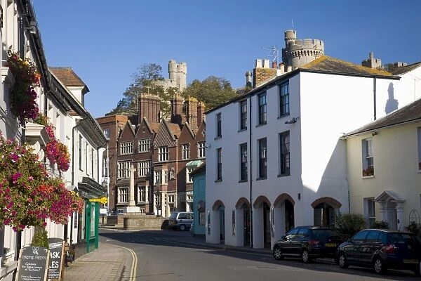 An attractive corner of the High Street, Arundel, West Sussex, England