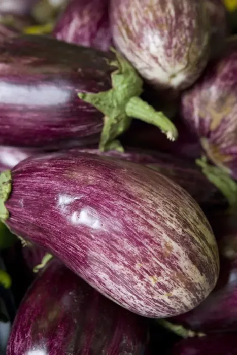 Framed Print : Aubergines on market stall Framed Print : Aubergines on market stall