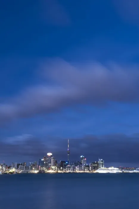 Framed Print : Auckland skyline at night seen from Devenport, Auckland, North Island, New Zealand Framed Print : Auckland skyline at night seen from Devenport, Auckland, North Island, New Zealand
