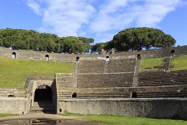 Auditorium and entrance gate, Amphitheatre, Roman ruins of Pompeii, UNESCO World Heritage Site