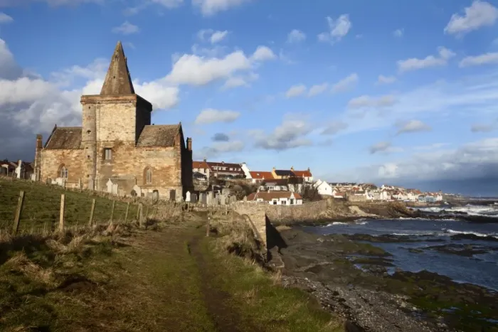 Framed Print : The Auld Kirk from the Fife Coast Path at St. Monans, Fife, Scotland, United Kingdom Framed Print : The Auld Kirk from the Fife Coast Path at St. Monans, Fife, Scotland, United Kingdom