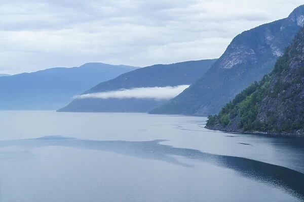 Aurlandsfjord, a branch of Sognefjord near the small town of Flam, Norway, Scandinavia