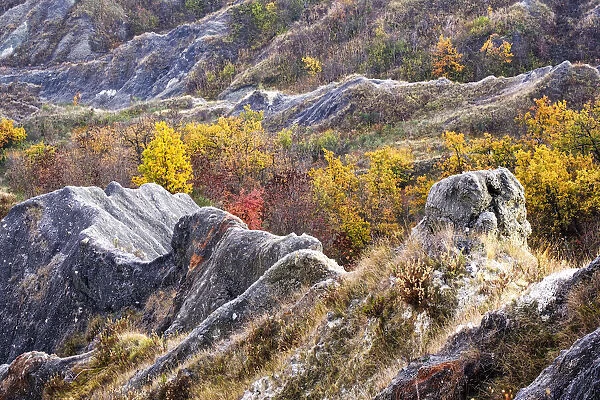 Autumn colors on badlands, Emilia Romagna, Italy, Europe
